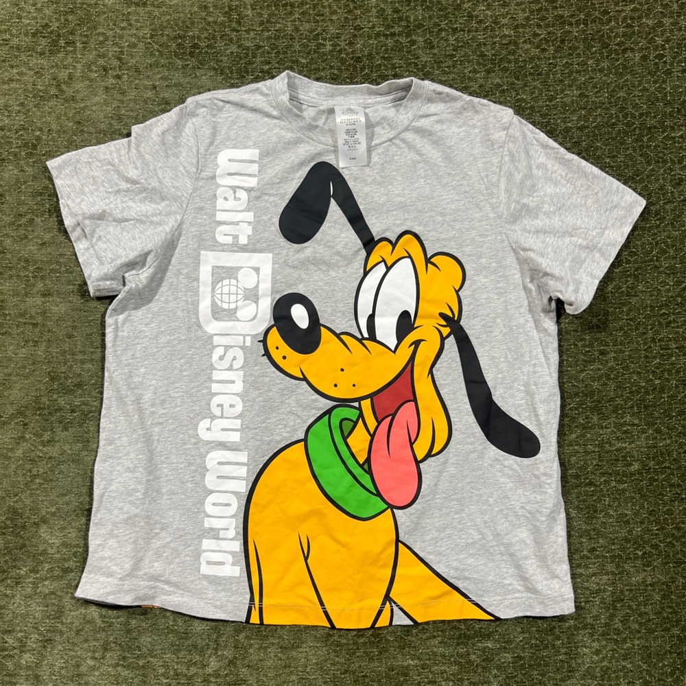 Disney T-Shirt Unisex Medium Gray Walt Disney World Pluto Graphic Short Sleeve